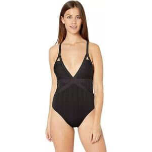 Athena Women's Fine Line Plunge One Piece Swimsuit sz 6